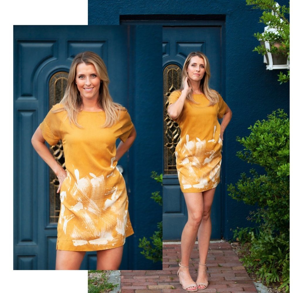 Mustard Me |  Bleached Dress * Hand-Painted *